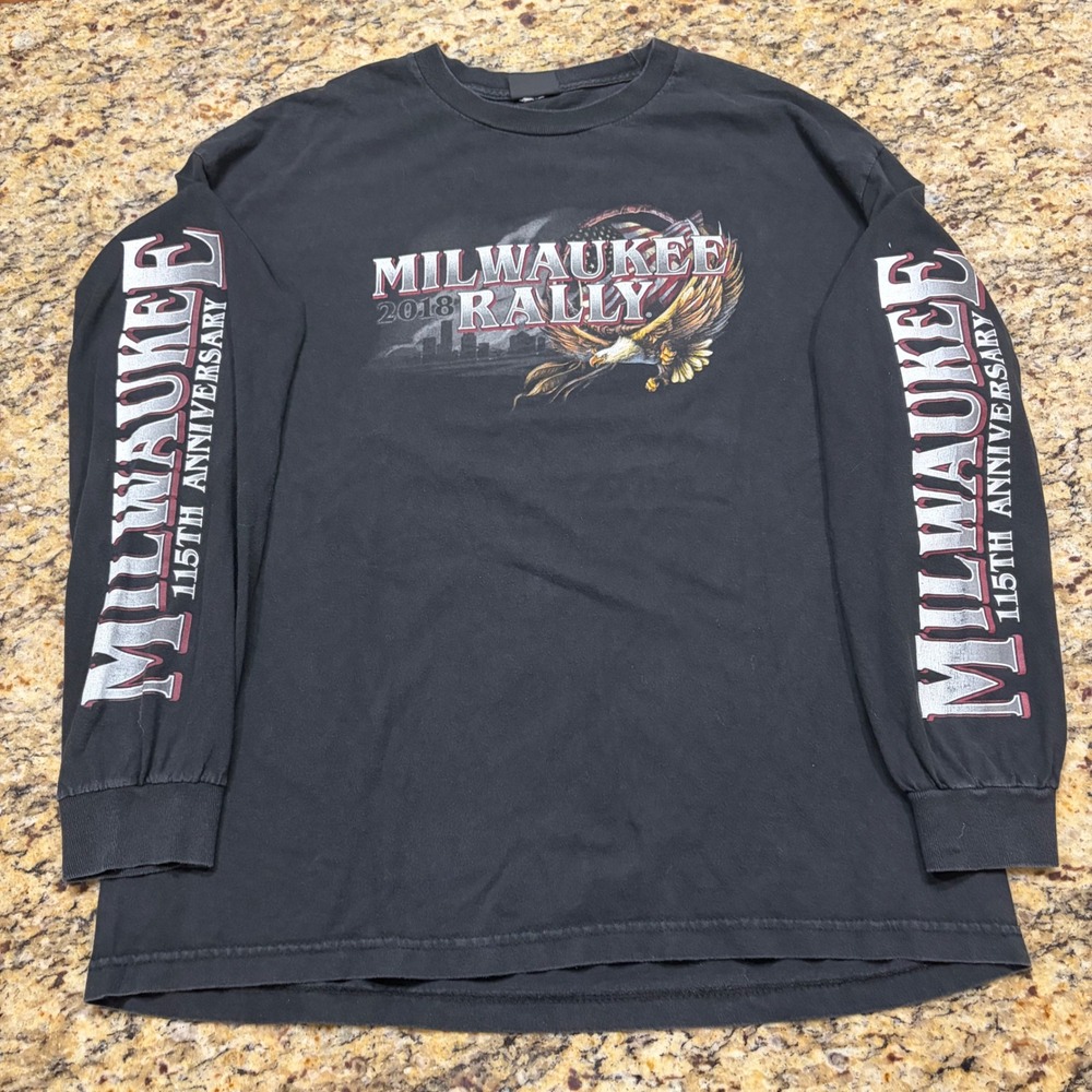 Hot Leathers Milwaukee Rally 2018 115th Anniversary Mens XL Long Sleeve Shirt ws